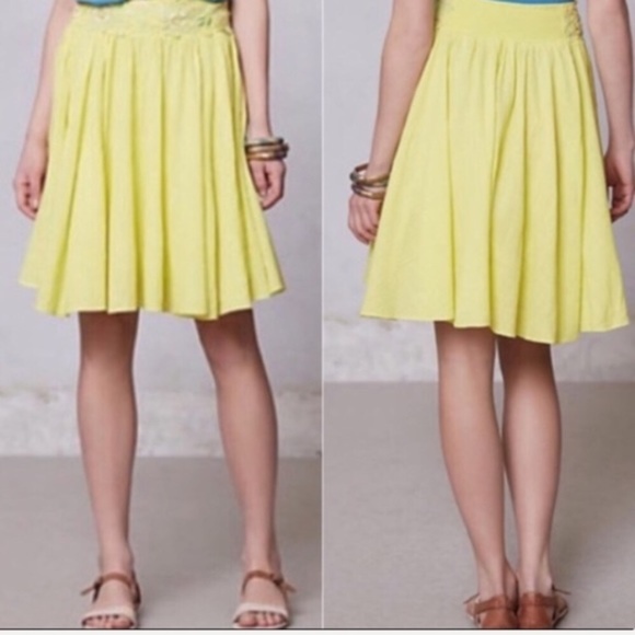Anthropologie Dresses & Skirts - [Anthropologie] Chartreuse Embroidered Full Skirt